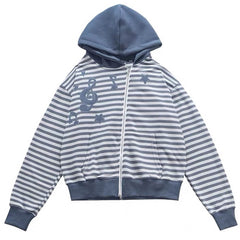 2010's Striped Zip Up Hoodie