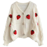 3D Strawberry Pattern Cardigan