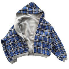 90s Plaid Reversible Hooded Jacket