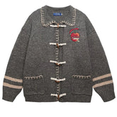 Apple Embroidery Grey Cardigan