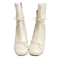 Balletcore Square-Toe Ankle Boots