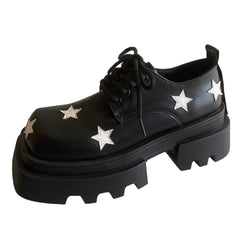 Black & White Star Platform Oxfords