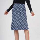 Worry Less Blue Plaid Midi Skirt
