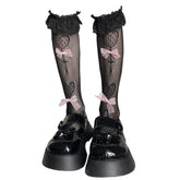 Bows Fishnet Knee Socks