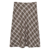 Worry Less Brown Plaid Midi Skirt