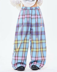 Bubblegum Plaid Wide Leg Pants