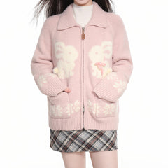 Sweet Attitude Bunny Zip Up Cardigan