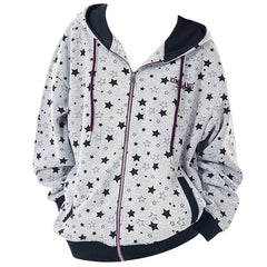 2010's Grey Star Print Zip Up Hoodie