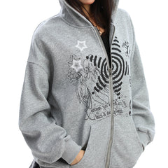 Grunge Cut-Out Shoulder Sweatshirt