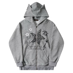 Grunge Cut-Out Shoulder Sweatshirt