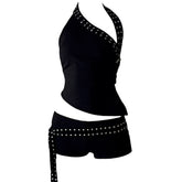 Grunge Asymmetric Top & Mini Shorts Co-Ord