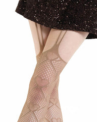 Heart Fishnet Suspender Tights