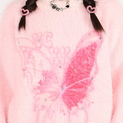 Pastel Pink Butterfly Sweater
