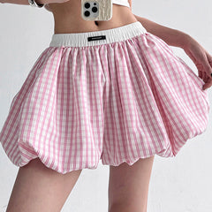 Pink Gingham Balloon Skirt