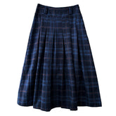 Preppy Style Plaid Pleated Midi Skirt