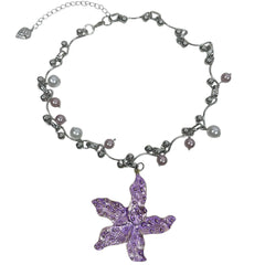 Purple Tropical Flower Choker