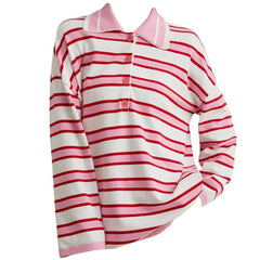 Raspberry Ice Cream Stripe Oversized Polo