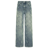 Snake Print Straight Leg Jeans