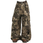 Snake Print Wide Leg Cargo Pants