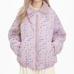 Soft Girl Pink Heart Pattern Jacket