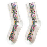 Vintage Embroidered Floral Socks