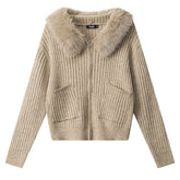 Y2K Style Fur Trim Zip Hoodie