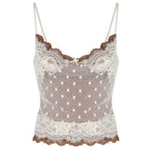 Y2K Polka Dot Lace Cami Top