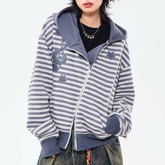 2010's Striped Zip Up Hoodie
