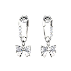 Pin & Bow Drop Earrings
