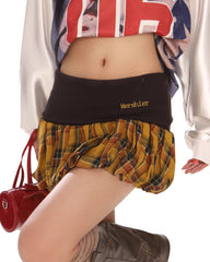 Aesthetic Plaid Balloon Mini Skirt
