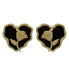 Vintage Style Rose Heart Earrings