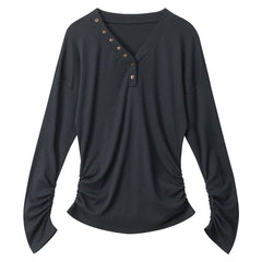 Aesthetic Loose Fit Button V-Neck Top