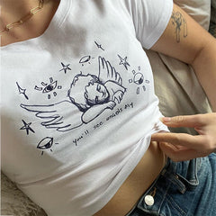 Angel Print Crop Top