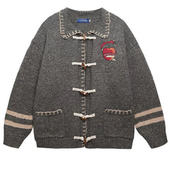 Apple Embroidery Grey Cardigan