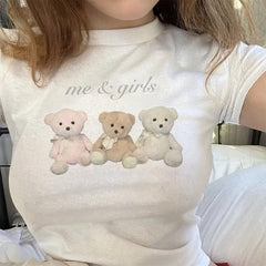 Y2K Bears Print Crop Top