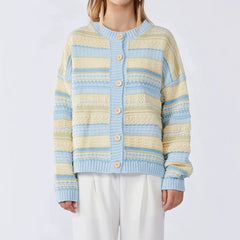 Blue & Yellow Pastel Striped Cardigan