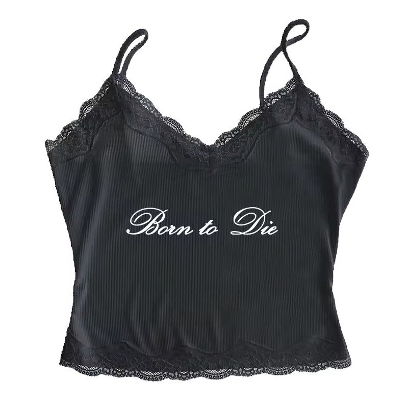 Born to Die Ribbed Lace Top