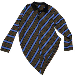 Brown Blue Stripe Rugby Polo