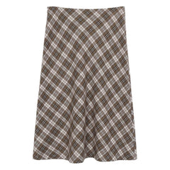 Worry Less Brown Plaid Midi Skirt