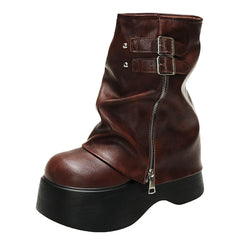 Forbidden Girlfriend Double Buckle Boots