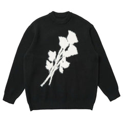 Grunge Aesthetic Rose Print Sweater