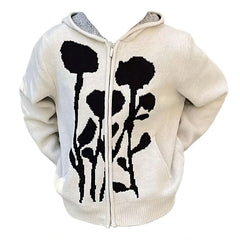 Grunge Rose Knit Hoodie
