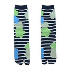 Indie Flower Striped Tabi Socks
