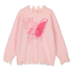 Pastel Pink Butterfly Sweater