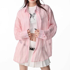 Pink Sheer Oversized Shirt
