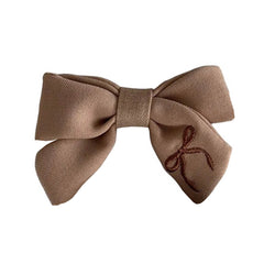 Preppy Bow Embroidery Hair Bow Set