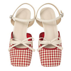 Preppy Gingham Bow Sandals