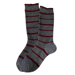 Cozy Red and Grey Patterned Socks