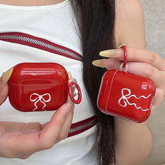 Red Bow Coquette AirPods Case