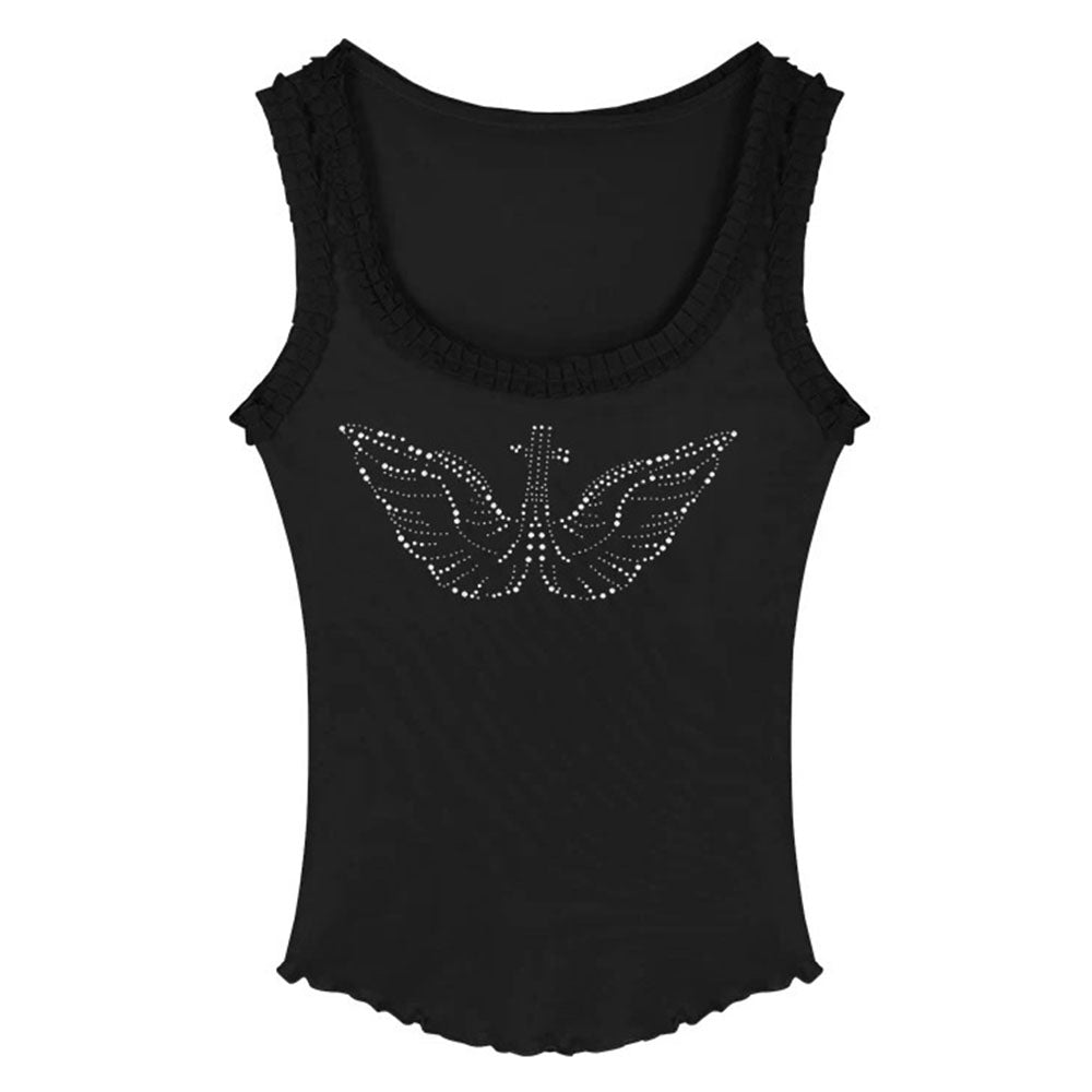 Rhinestone Angel Wings Tank Top